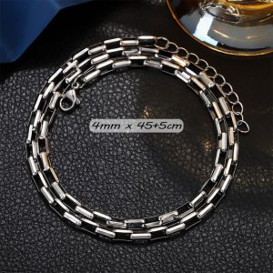 TN522d Dây chuyền titan ô chữ nhật bo cạnh