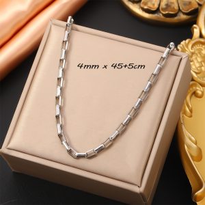 TN522f Dây chuyền titan ô chữ nhật bo cạnh