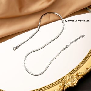 TN531a Dây chuyền titan trơn không kèm mặt kiểu cán dẹp 3mm