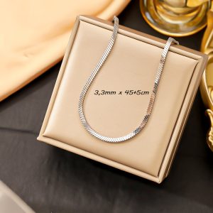 TN531d Dây chuyền titan trơn không kèm mặt kiểu cán dẹp 3mm