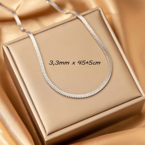 TN531e Dây chuyền titan trơn không kèm mặt kiểu cán dẹp 3mm