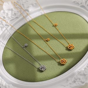 TN903e Dây chuyền thép titan hoa hồng cách điệu