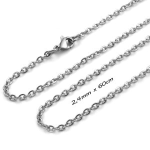 D009b Dây chuyền inox chữ cong mắc xích 2,4mm