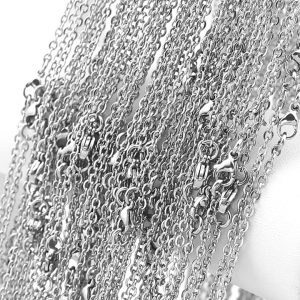 D009e Dây chuyền inox chữ cong mắc xích 2,4mm