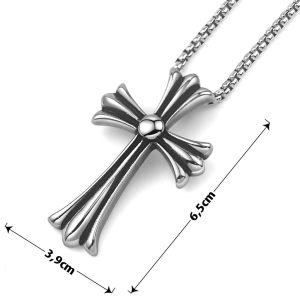 MD038 Mặt dây chuyền nam thép titan chữ thập phong cách chrome heart