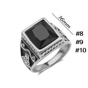 N541 Nhẫn titan nam đá đen (Size 8-9-10)