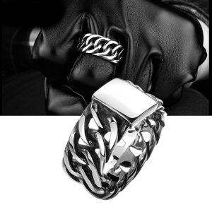 N626a Nhẫn nam inox kiểu mắc xích lặc đơn