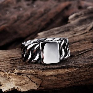 N626b Nhẫn nam inox kiểu mắc xích lặc đơn