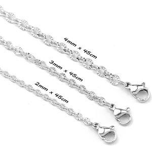 D039b Dây chuyền chữ cong inox móc máy dài 45cm