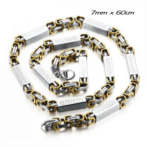 DN024 Dây chuyền inox nam kiểu ziczac 7mm chạm vạn lý trường thành