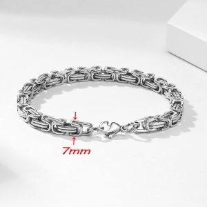 LN090 Lắc tay nam inox ziczac vuông 7ly Hàn Quốc