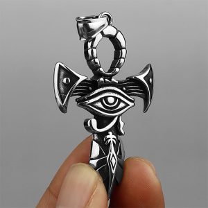 MD006a Mặt dây chuyền titan chữ thập mắt thần Horus Ai Cập cổ đại