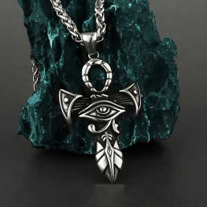 MD006c Mặt dây chuyền titan chữ thập mắt thần Horus Ai Cập cổ đại