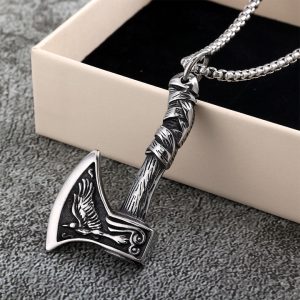 MD009e Mặt dây chuyền titan hình chiếc rìu Viking