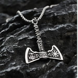 MD091a Mặt dây chuyền titan Rìu Viking 2 lưỡi