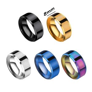 N648a Nhẫn inox bảng trơn to 8mm đủ màu