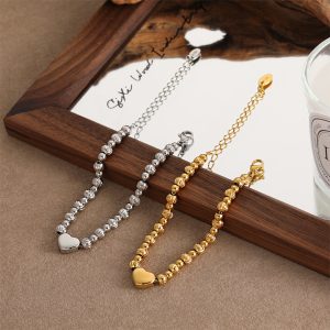 TA662 Lắc tay bi titan trái tim cách điệu bi móc máy