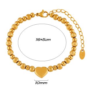 TA662a Lắc tay bi titan trái tim cách điệu bi móc máy