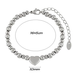 TA662b Lắc tay bi titan trái tim cách điệu bi móc máy