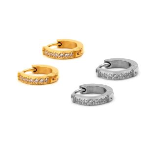 TB127a Bông tai titan khoen tròn đính đá tinh xảo