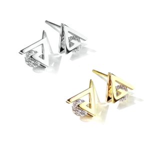 TB134a Bông tai titan hình tam giác kẹp hột