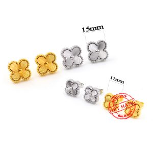 TB139h Bông tai titan LV hoa 4 cánh Van Cleef móc chạm máy