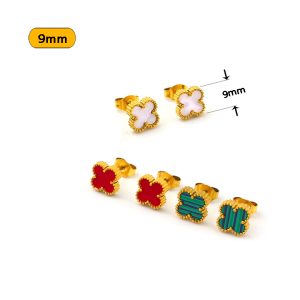 TB308a Bông tai nữ titan hoa 4 cánh van cleef size 9mm