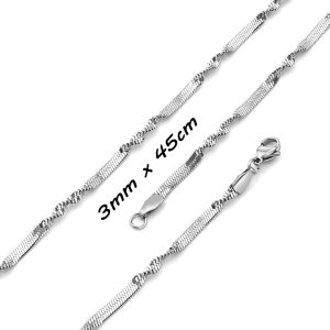 DN005b Dây chuyền mì dẹp xoắn cách điệu 3mm x 45cm