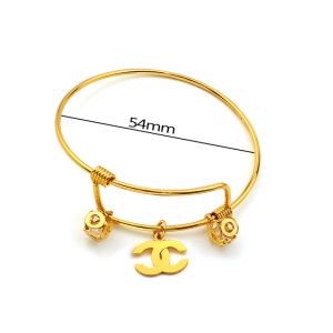 LT006 vòng tay inox mạ vàng chrame hình logo chanel