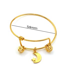 LT009 vòng tay inox mạ vàng chrame hình trăng sao