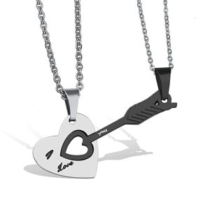 MC159 Dây chuyền inox trái tim mũi tên cặp đôi