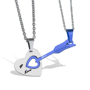 MC162 Dây chuyền inox trái tim mũi tên cặp đôi