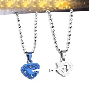 MC195 Dây chuyền cặp inox ổ chìa khóa hình trái tim