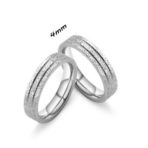 NC052 nhẫn cặp đôi titan phun cát 3 sọc