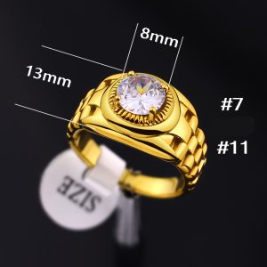 TC326 Nhẫn titan nam mạ màu vàng (Size 7-11)