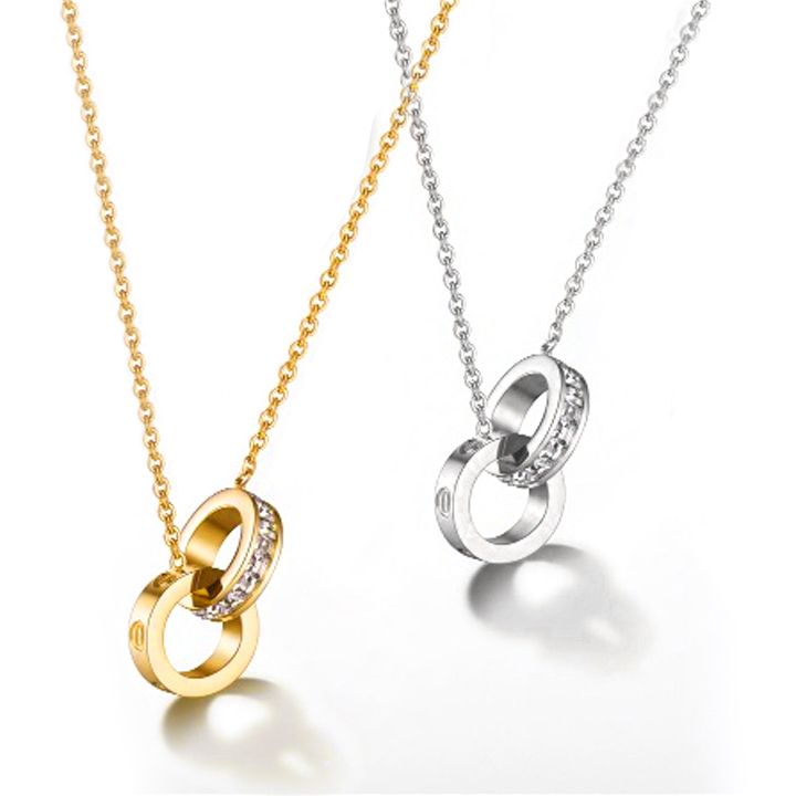 TN060 Dây chuyền titan 2 nhẫn lồng cartier