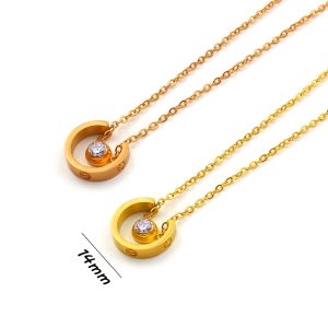 TN538 Dây chuyền titan cartier ở giữa đính đá