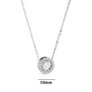 TN687 Dây chuyền nữ titan mặt tròn đính full kim