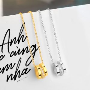 TN361 Dây chuyền vòng cổ titan 3 khoen tròn