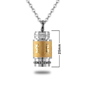 MD180 Mặt dây chuyền titan um mani padme hum hình trụ