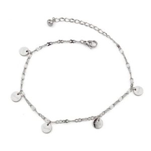 TA422 Lắc tay nữ titan gắn hình tròn khắc chữ lucky cách điệu