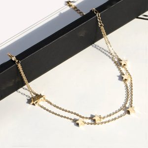 TA604 Lắc chân titan ngôi sao 2 tầng màu vàng tươi