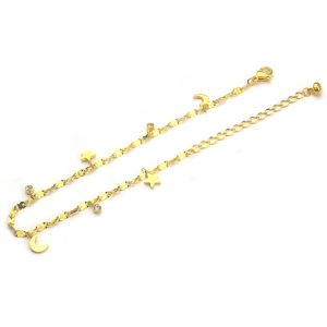 TA655 Lắc chân titan trăng sao cách điệu
