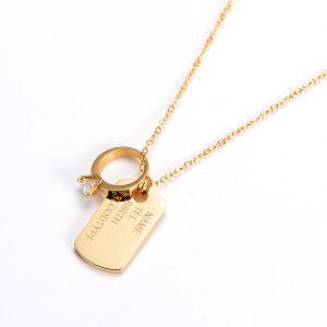 TN591 Dây chuyền titan mặt chiếc nhẫn và thẻ dogtag