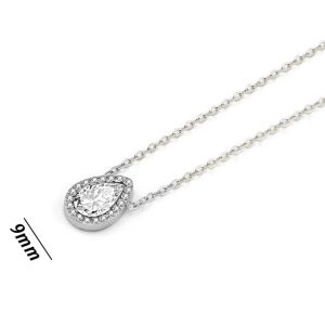 TN690 Dây chuyền nữ titan mặt hình giọt nước màu trắng