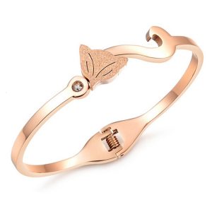 TV042 Vòng tay titan nữ con cáo phun cát màu hồng