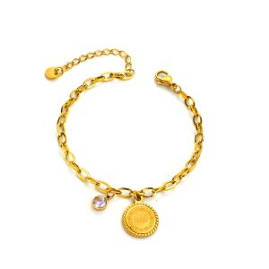 TA026 Lắc tay titan đồng xu bông lúa
