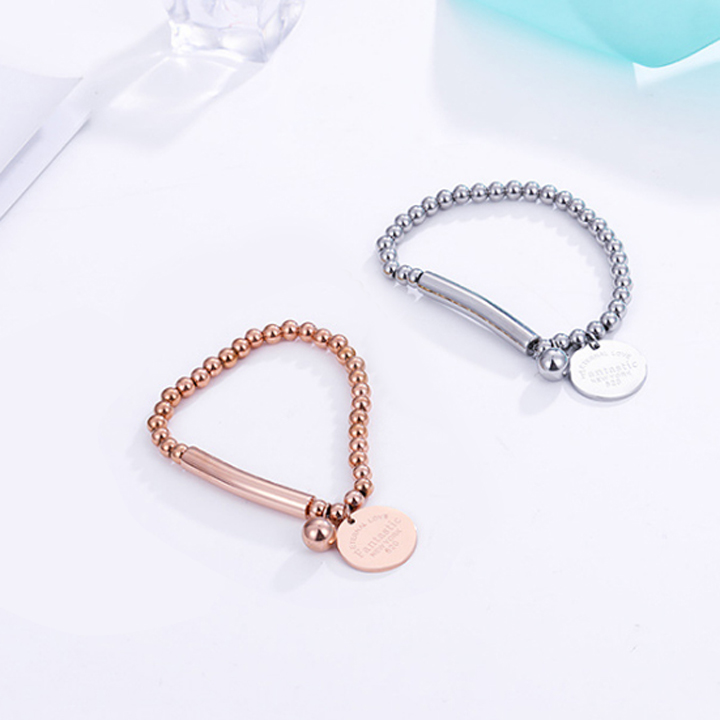 TA224 Vòng tay bi titan cách điệu mặt tròn - Ảnh 2