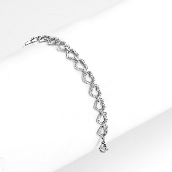 TA319 Lắc tay nữ titan trái tim đính full kim màu trắng - Ảnh 2