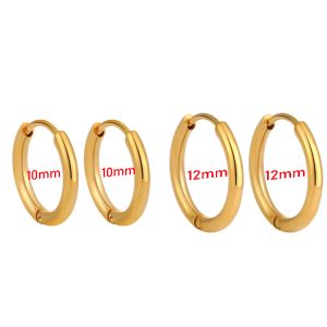 TB269 Bông hoa tai nữ khoen tròn trơn 10mm 12mm